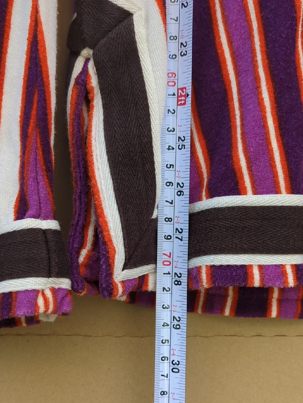 Tory Burch Striped Terry Tunic Top Purple  70s Resort Beach Coverup Mod Rad Rare